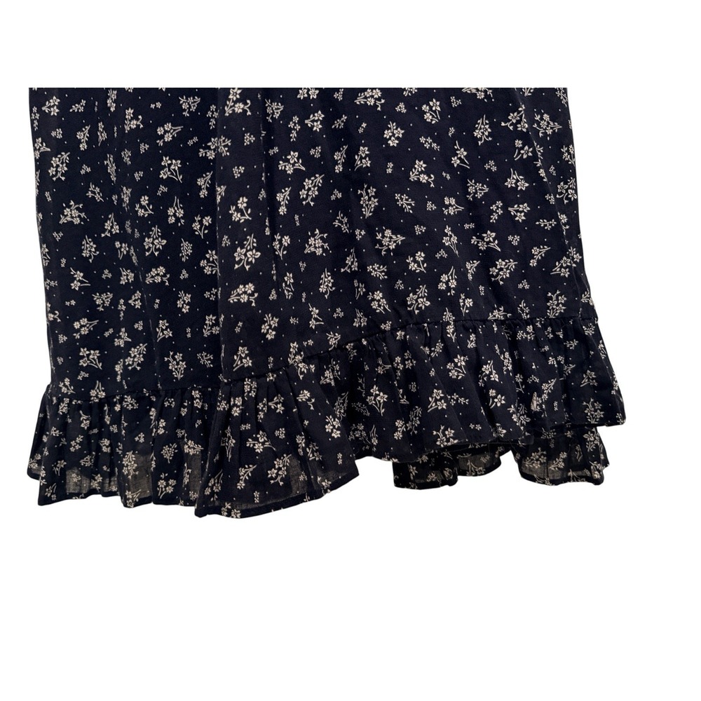 Polo Ralph Lauren Floral Wrap Dress 10 Navy Midi Cottagecore Cotton Ruffle - Picture 9 of 13